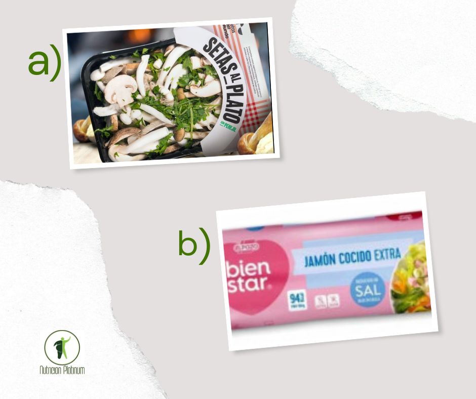 Setas al plato con jamón cocido.